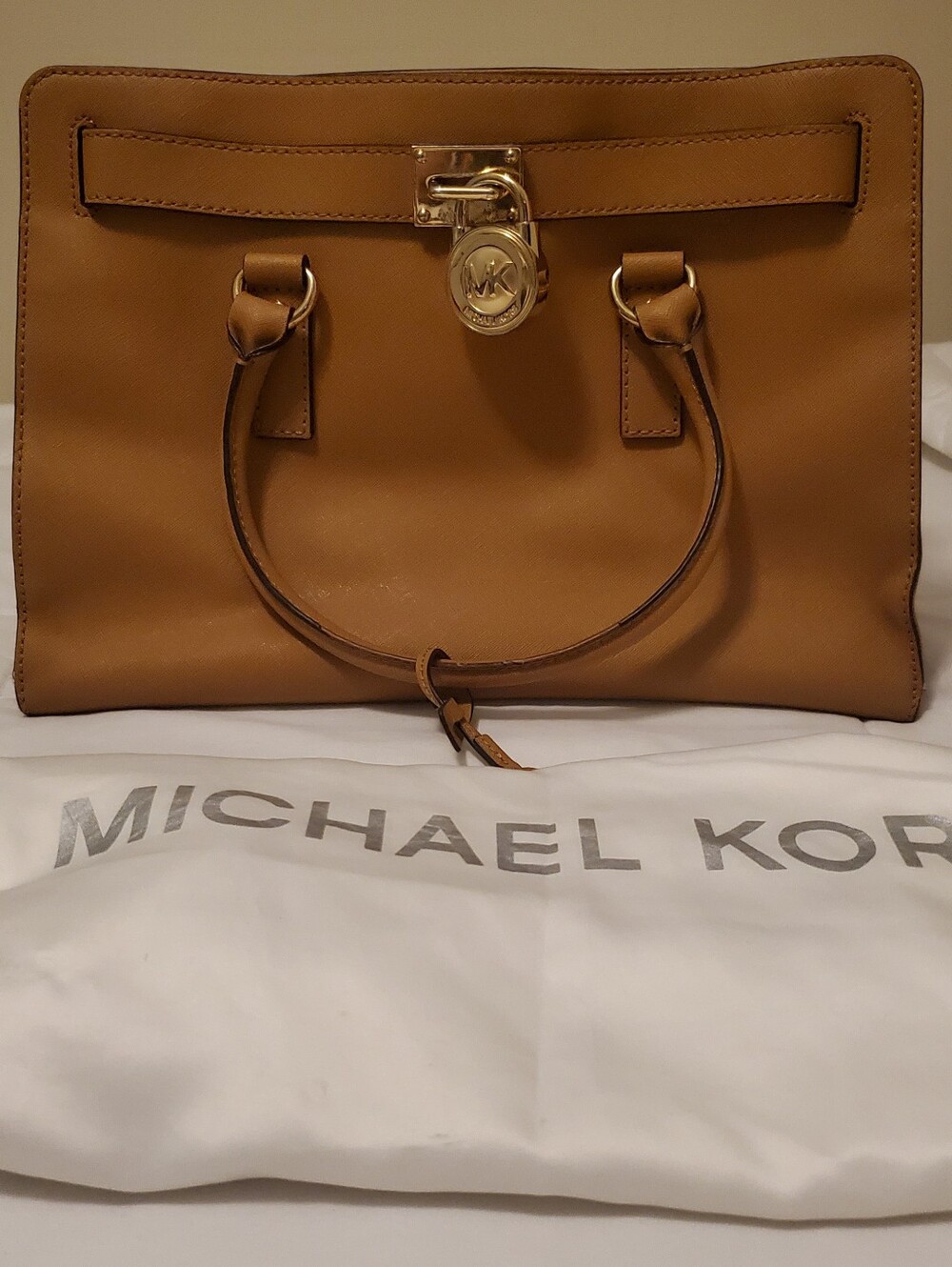 MICHAEL MICHAEL KORS HAMILTON LUGGAGE TOTE GENIUNE LEATHER BROWN LARGE